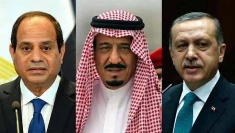 السعودية تضغط على إردوغان لاستقبال السيسي في إسطنبول الملك واردوغان والسيسي watanserb.com