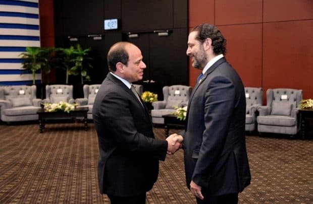 السيسي يرفض أي تدخل بشؤون لبنان ويخشى أن يكون “الحريري” قيد الإقامة الجبرية بالسعودية! السيسي والحريري watanserb.com