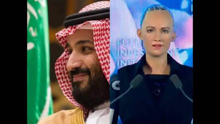 الروبوت “صوفيا” التي منحها “ابن سلمان” الجنسية السعودية تتعطل بعد سؤالها عن الفساد! الروبوت "صوفيا" التي منحها "ابن سلمان" الجنسية السعودية watanserb.com