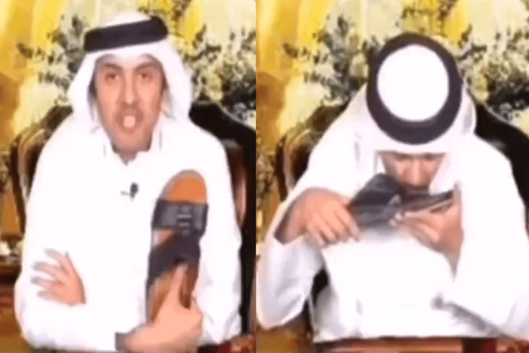 قمّة الهوان والذلّ .. مذيع إماراتي يُقبّل ويلعق حذاء محمد بن زايد على الهواء! مذيع يُقبّل حذاء بن زايد watanserb.com