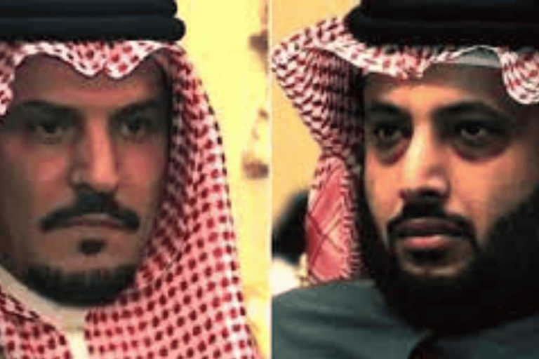 شيخ قبيلة “العتيبة” أُخذ من بيته مقيدا إلى تركي آل الشيخ ليشفي غليله منه.. تفاصيل صادمة كشفها أحد أبناء القبيلة تركي وشيخ قبيلة العتيبة watanserb.com