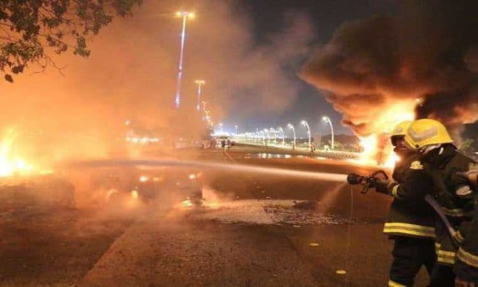 حريق محطة جازان watanserb.com