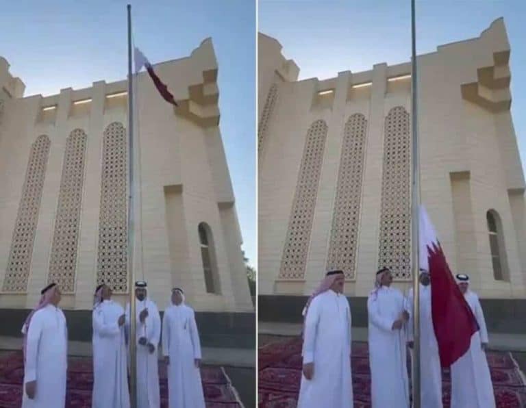 شاهد علم قطر يرفرف في سماء السعودية بعد سنوات من اعتباره “تهمة” في المملكة علم قطر يرفرف في السعودية watanserb.com