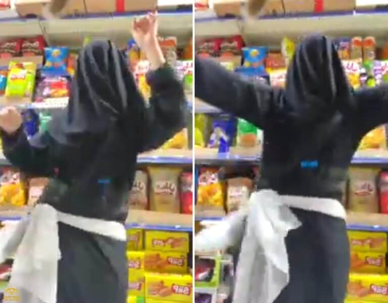 غطت وجهها وأدت وصلة رقص.. فتاة خليجية ترقص داخل مركز تجاري وتثير ضجة واسعة خليجيه ترقص بالعباءه داخل السوبر ماركت watanserb.com
