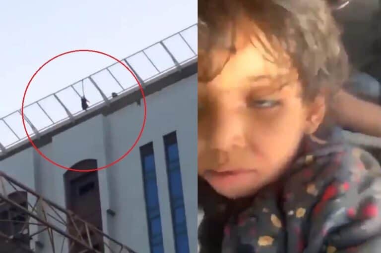 فيديو صادم من السعودية .. أم تعلّق طفلتها من رقبتها لشنقها أعلى أحد الفنادق المهجورة! أم بالمدينة المنورة في السعودية تحاول شنق ابنتها watanserb.com