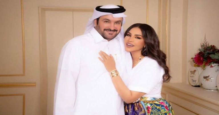 شاهدوا قبلات مبارك الهاجري لزوجته أحلام في كواليس جلسة تصوير جديدة مبارك الهاجري وأحلام watanserb.com