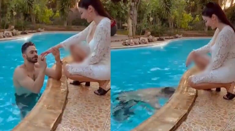 صافيناز تثير الجدل بشأن ارتباطها بالممثل رامي دياب بعد فيديو حمام السباحة الذي جمعهما! صافيناز ورامي دياب watanserb.com