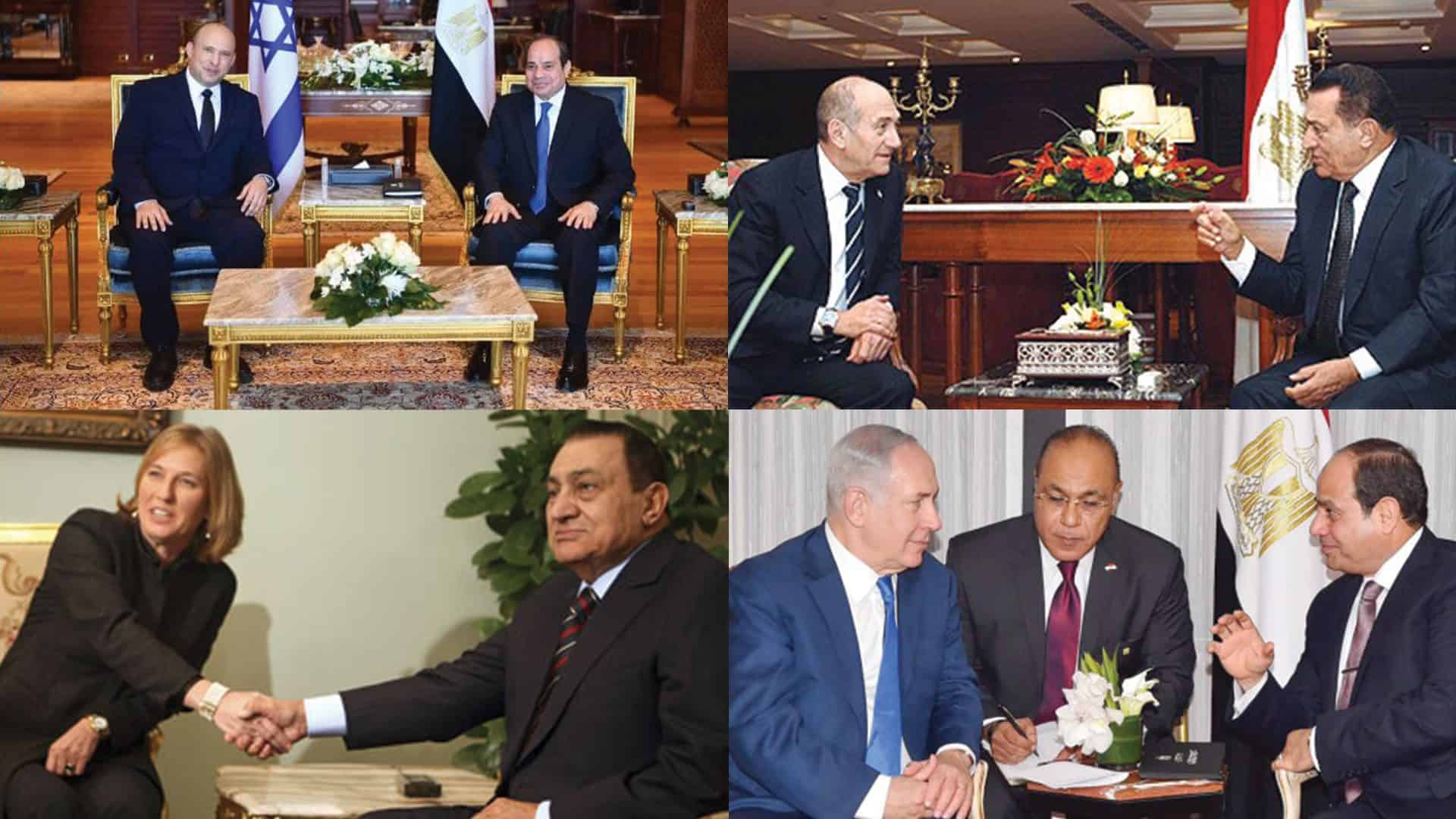 السيسي يحرص على رفع العلم الاسرائيلي خلال لقاء بنيت