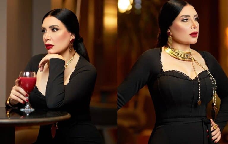 عبير صبري في إطلالة مستوحاة من الكوفية الفلسطينية watanserb.com