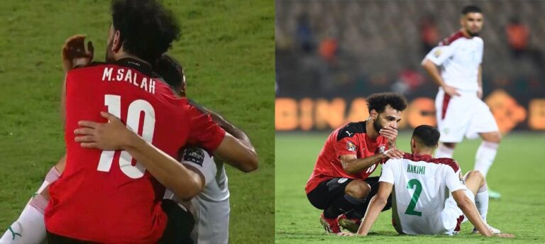 محمد صلاح يُواسي المغربي أشرف حكيمي بعد إقصاء بلاده خارج أمم أفريقيا (فيديو) محمد صلاح يواسي أشرف حكيمي بعد خروج منتخب المغرب من بطولة أمم أفريقيا 2022 watanserb.com