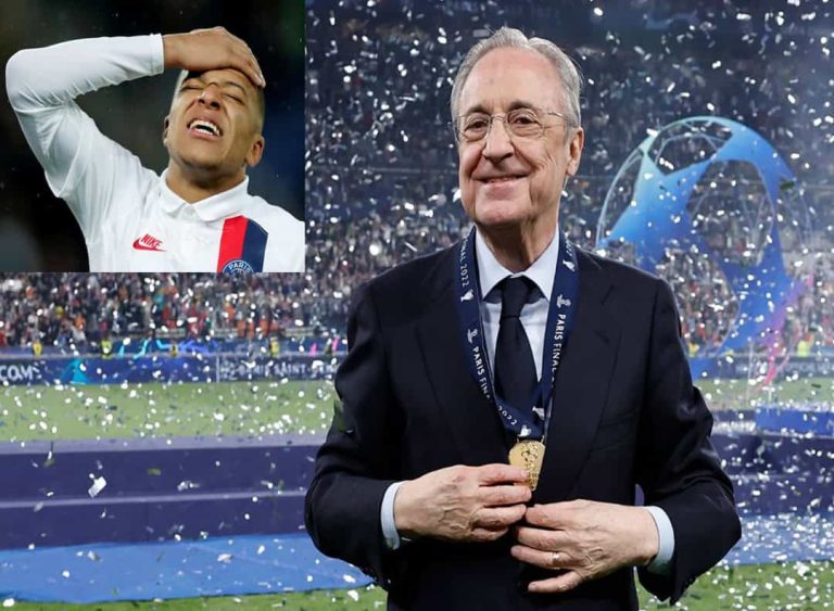 بيريز يوجه رسالة شديدة اللهجة إلى مبابي بعد تتويج الريال بدوري الأبطال رئيس ريال مدريد بيريز وكيليان مبابي watanserb.com