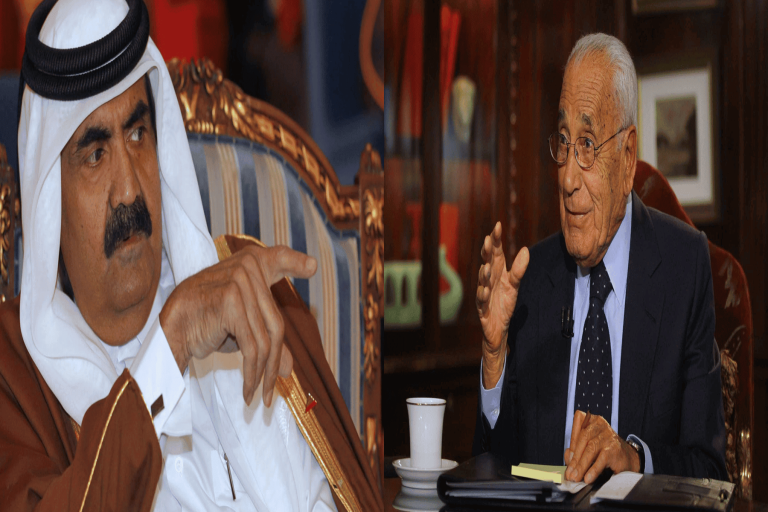 محمد حسنين هيكل وأمير قطر السابق watanserb.com