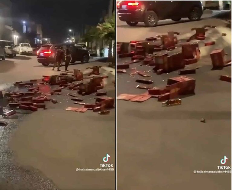 انقلاب شاحنة خمور في السعودية watanserb.com