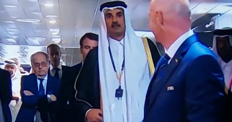 إنفانتينو والشيخ تميم وماكرون watanserb.com