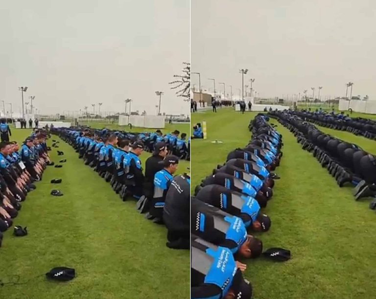 فيديو مؤثر جدا للعشرات من عناصر تأمين كأس العالم أثناء أدائهم صلاة جماعية الإسلام في مونديال قطر watanserb.com