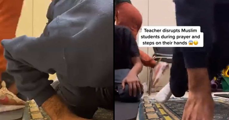 معلمة أمريكية تستشيط غضبا من صلاة طلاب مسلمين وما فعلته صادم! معلمة أمريكية و صلاة طلاب مسلمين watanserb.com