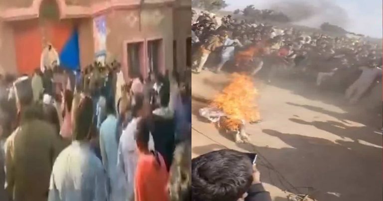 أعدموه وأحرقوا جثمانه .. باكستانيون يقتحمون مركزاً للشرطة ويختطفون متهماً بتدنيس القرآن (شاهد) هجوم على مركز شرطة في باكستان وحرق جثمان رجل قام بتدنيس القران watanserb.com