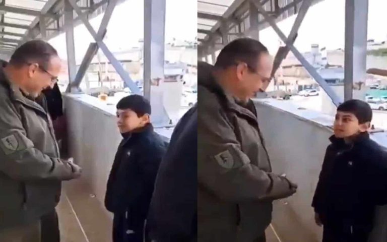 طفل فلسطيني يؤدب ضابطا إسرائيليا مدَّ يديه لمصافحته (فيديو) طفل فلسطيني رفض مصافحة ضابطا إسرائيليا watanserb.com