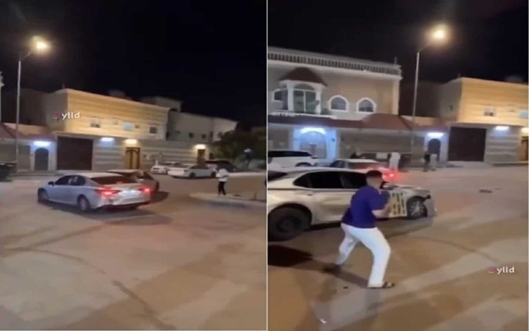 فيديو يصدم السعوديين لسائق يصدم سيارات متوقفة والمارة يطاردونه بالحجارة سعودي متعاطي يصدم سيارات watanserb.com