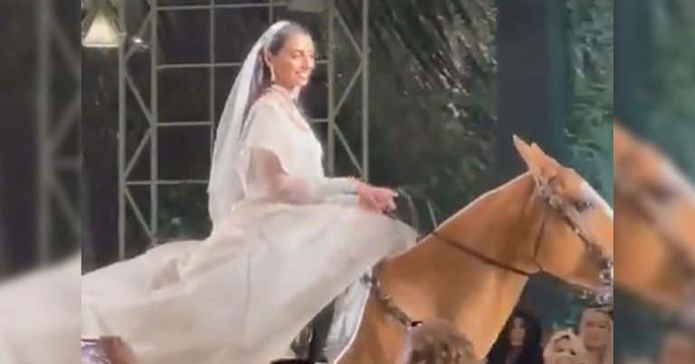 عروس على ظهر حصان في قاعة الزفاف حديث المواقع.. ما قصتها؟ (فيديو) عروس تدخل قاعة الزفاف على ظهر حصان watanserb.com