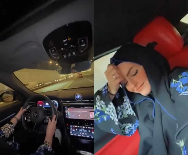 فتاة تقود سيارتها بسرعة جنونية في السعودية