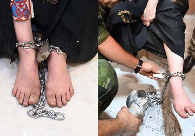 عراقية مُطلقة محبوسة ومُكبلة بالأغلال.. ما حدث لها فجر غضب العراقيين