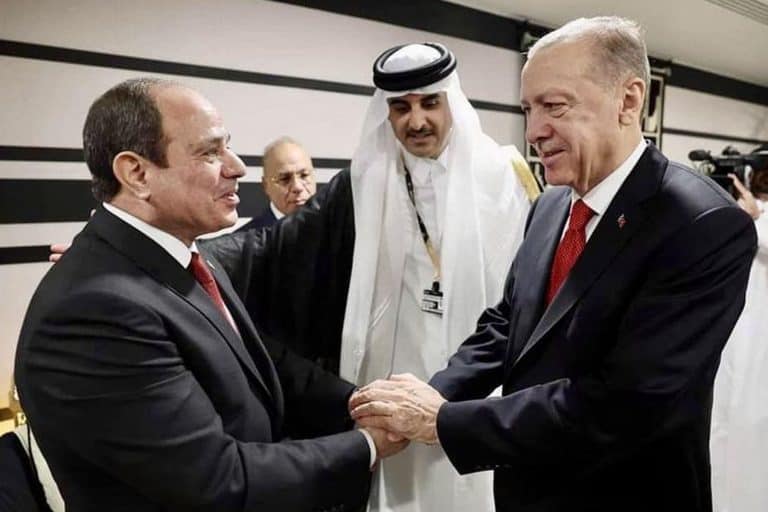 مصافحة السيسي وأردوغان