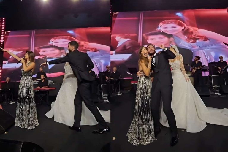 نانسي عجرم في موقف مُحرج في حفل زفاف.. العريس فضحها دون قصد (فيديو) نانسي عجرم في موقف مُحرج في حفل زفاف بسبب ما فعله العريس دون قصد (فيديو)