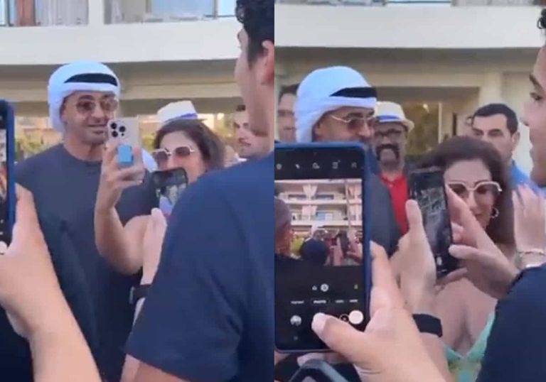 امرأة عارية الصدر تُحرج الرئيس الإماراتي محمد بن زايد