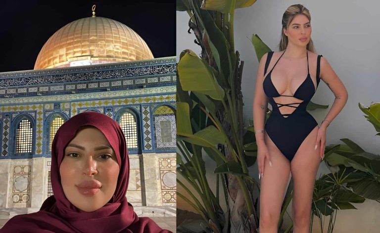 مريم الدباغ ترتدي الثوب الفلسطيني والحجاب في المسجد الأقصى