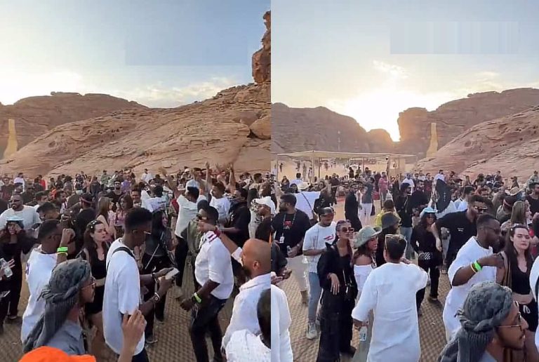 مدائن صالح “ديار الذين ظلموا أنفسهم” تتحول إلى مرقص! (فيديو) رقص في مدائن صالح
