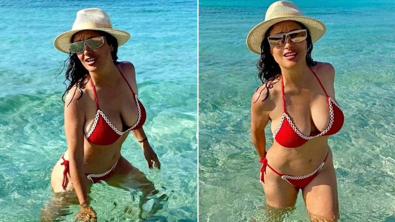 سلمى حايك تؤدي رقصة الفراشة ببكيني مثير (فيديو)