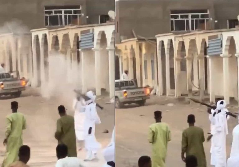 مشهد صادم لإطلاق قذيفة آر بي جي في أحد الأعراس بالسودان