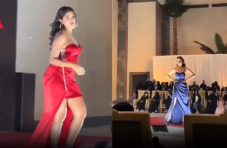 فتيات شبه عاريات في عرض أزياء بمدينة سكاكا