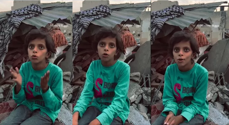 نجت من مجزرة والتجويع نهش جسدها.. طفلة فلسطينية تروي مأساتها (شاهد) طفلة فلسطينية تجلس على الأنقاض وتتحدث عن مأساتها