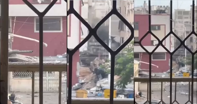 فيديو لدبابات الاحتلال تحاصر مستشفى الرنتيسي شمالي غزة وتحذيرات من كارثة (فيديو) دبابات الاحتلال تحاصر مستشفى الرنتيسي
