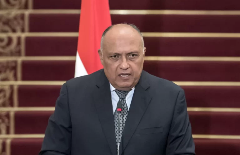 سامح شكري يساوي بين مقاومة حماس وجرائم إسرائيل سامح شكري