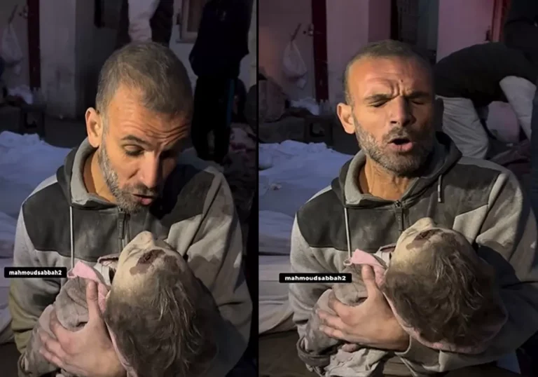 “سلميلي على حبيب الأمة نبينا محمد”.. فلسطيني يُودع طفلته الشهيدة بكلمات تُوجع القلب بغزة (فيديو) وداع والد فلسطيني لطفلته الشهيدة بقصف الاحتلال على غزة