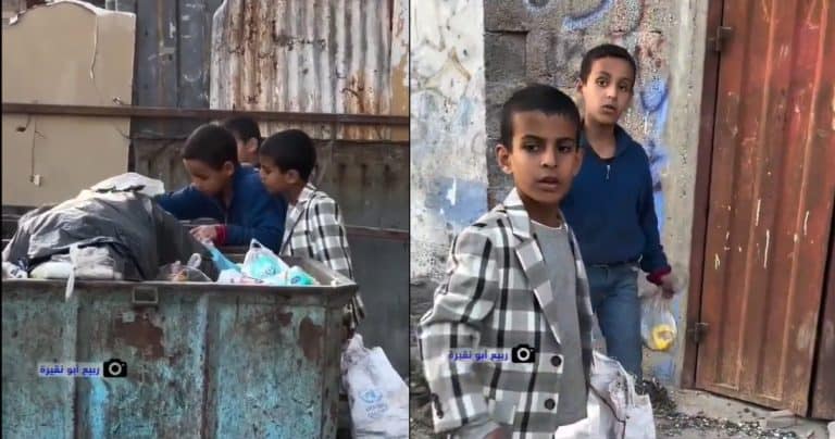 أطفال يبحثون بين أكوام القمامة عن الأوراق والكرتون لطهي الطعام