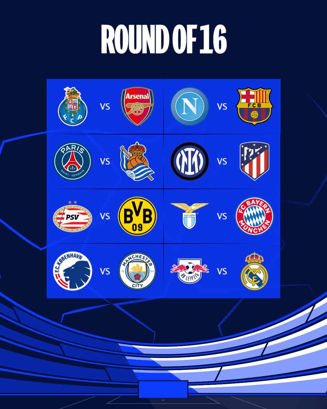 قرعة دور ال16 دوري أبطال أوروبا