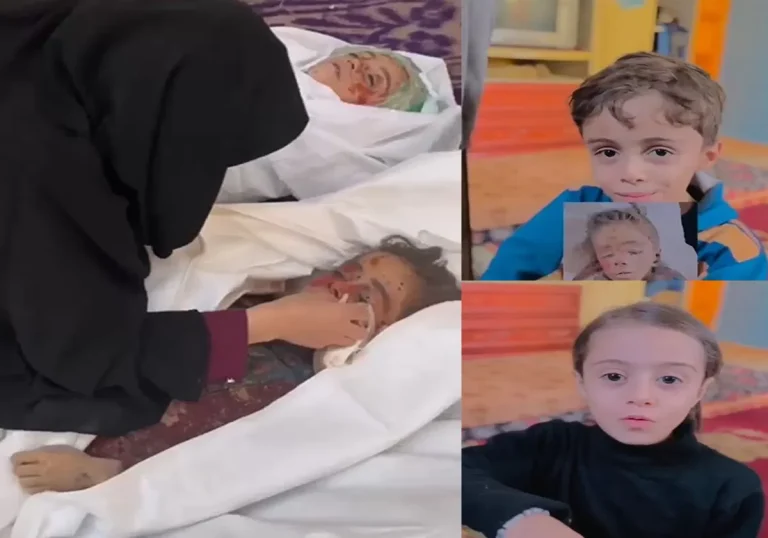 وداع شاب فلسطيني لأطفال شقيقته