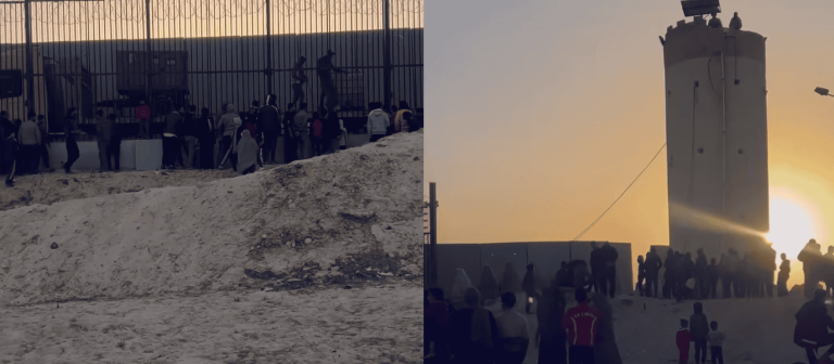 مصريون يمدون الفلسطينيين بالمساعدات عبر السياج الحدودي مع غزة (فيديو) مصريون يمدون الفلسطينيين بالمساعدات عبر السياج الحدودي مع غزة