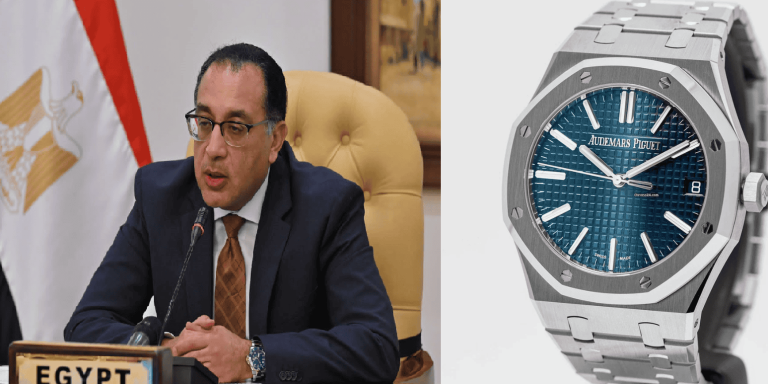 سعر ساعة رئيس حكومة السيسي يثير جدلاً بينما يطالب الشعب بالتقشف! (شاهد) رئيس الوزراء المصري مصطفى مدبولي يطالب الشعب بالتقشف وهو يرتدي ساعة فاخرة باهظة السعر