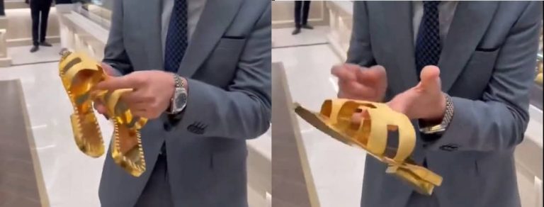 يحدث في العراق.. نعل من الذهب الخالص لدخول الحمام -فيديو يحدث في العراق.. نعل ذهبي لدخول الحمام -فيديو