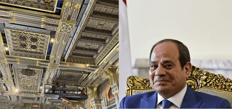 قاعة العرش وحوائط من الذهب.. صور مسربة لقصر السيسي الجديد تحدث ضجة