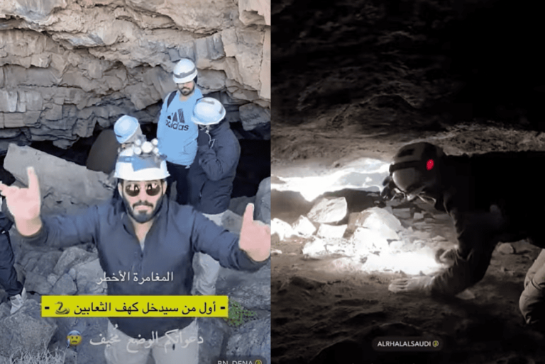 المغامر السعودي "عبدالرحمن المطيري" يحاصر من أفعى ضخمة في المدينة المنورة