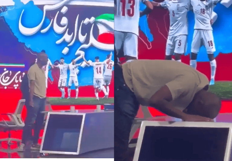 في استديو قناة إيرانية.. احتفال هستيري للقطري عبدالكريم حسن بفوز العنابي (فيديو) في استديو قناة إيرانية.. احتفال هستيري للقطري عبدالكريم حسن بفوز العنابي