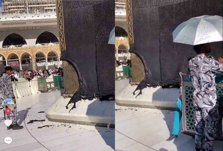 “معتمرون يمزقون ستار الكعبة” .. فيديو يشعل الجدل فما قصته!؟ ستار الكعبة