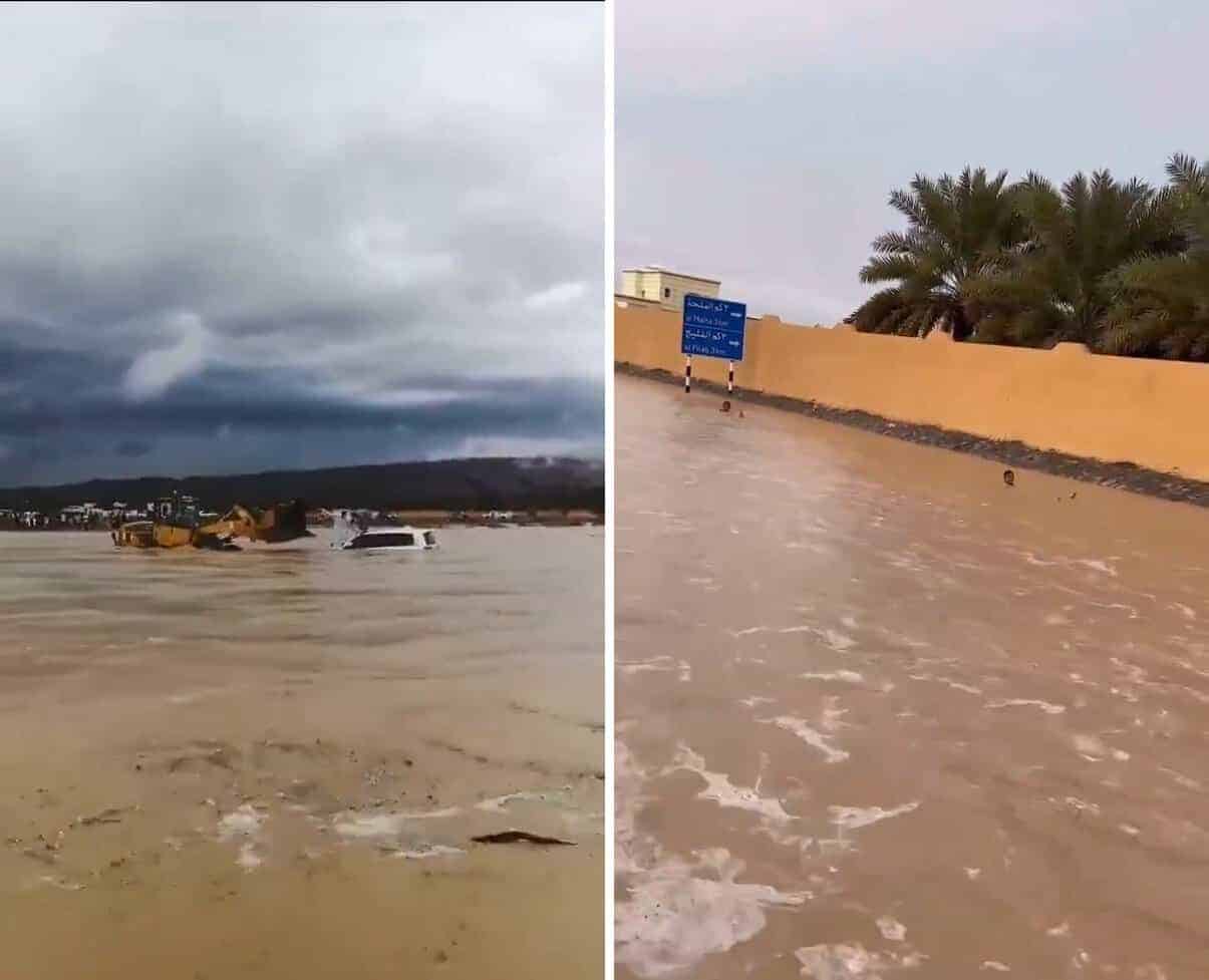 سيول مرعبة تجتاح سلطنة عمان.. مشاهد مفزعة لجريان المياه ومحاصرة سكان سيول سلطنة عمان