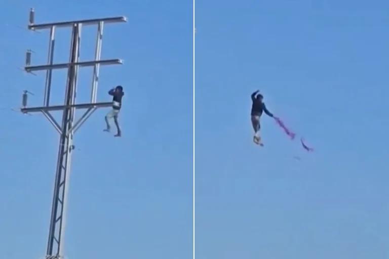 فيديو مفزع لطفل فلسطيني سعى لاستعادة طائرته الورقية بعدما علقت على أسلاك الكهرباء جنوبي غزة طفل غزي يغامر بحياته لجلب طائرته الورقية من على الأسلاك الكهربائية